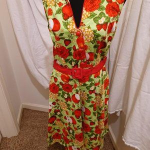 VooDoo Vixen Fruit Print 50s Vintage Pin Up Rockabilly Sexy Dress  Size XL